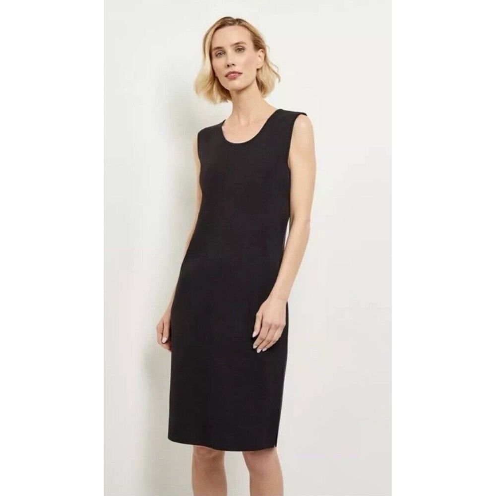 Misook Exclusively Pullover Tank Black Dress Large Knit Sleeveless Sheath EUC